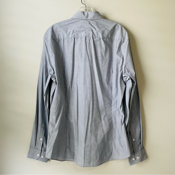 H&M mens long sleeve slim fit Dress Shirt grey gray button down size large NWOT - Picture 4 of 6